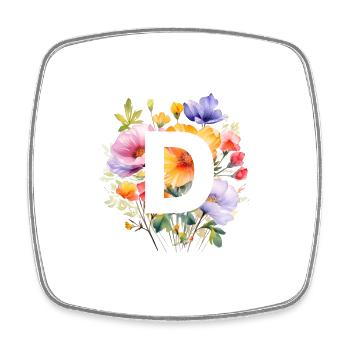 D Monogramm , bunter Blumenstrauss - Viereckiger Kühlschrankmagnet - Weiß - Vorne