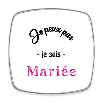 MARIEE. COEUR. COUPLE. JUST MARRIED. EVJF - Magnet carré - blanc - Devant