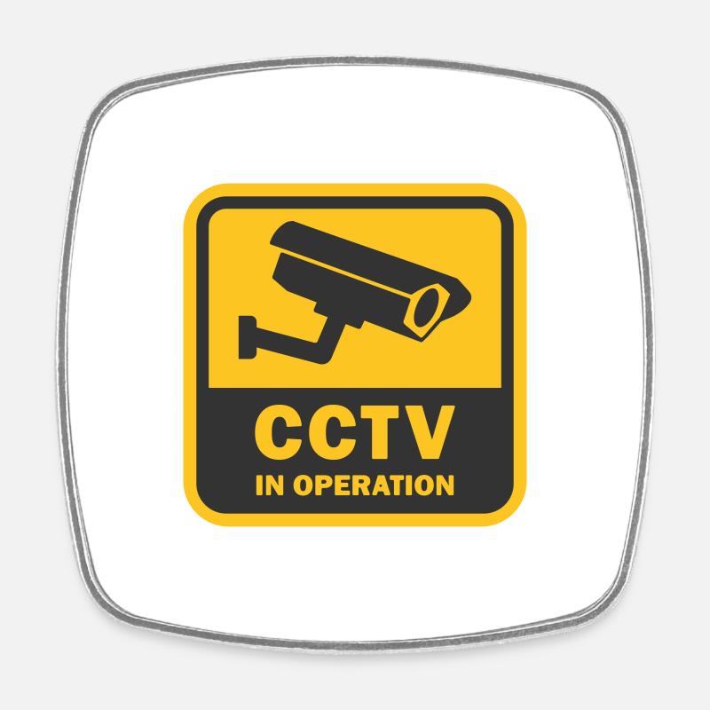 SECURITY CAMERAS IN USE - CCTV in operation - Square fridge magnet - white