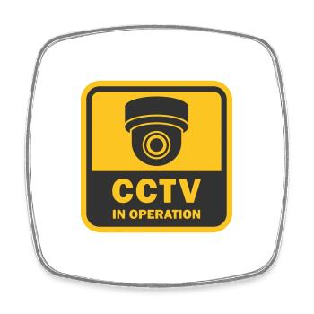 Les caméras de sécurité utilisées symbolisent l’icône. Caméra de surveillance fixe ca - Magnet carré - blanc - Devant