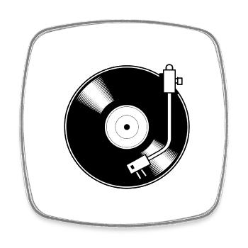 Disque vinyle rétro motif minimal - Magnet carré - blanc - Devant