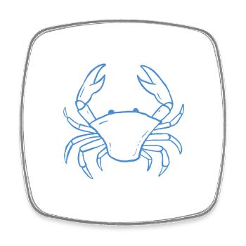 Blue Crab Line Art  - Viereckiger Kühlschrankmagnet - Weiß - Vorne