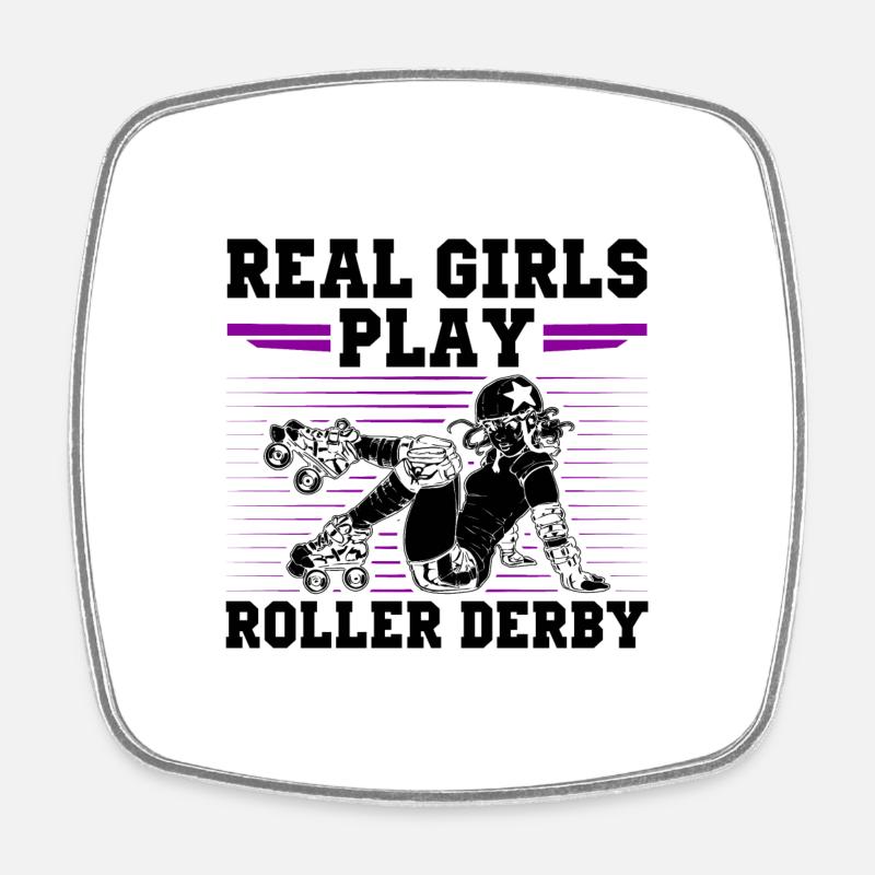 Roller Derby Filles - Magnet carré - blanc