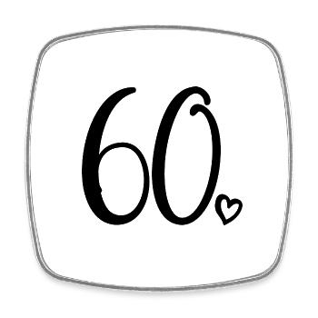 60ème anniversaire Femmes 60 ans Mignon Numéro 60 - Magnet carré - blanc - Devant