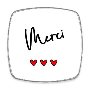 MERCI. THANKS. THANK YOU. ANNIVERSAIRE. NAISSANCE. - Magnet carré - blanc - Devant