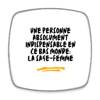 Sage-femme pensée interessante_noir-mamoway - Magnet carré - blanc - Devant