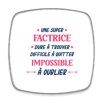 Super factrice - Magnet carré - blanc - Devant
