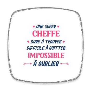 Super cheffe - Magnet carré - blanc - Devant