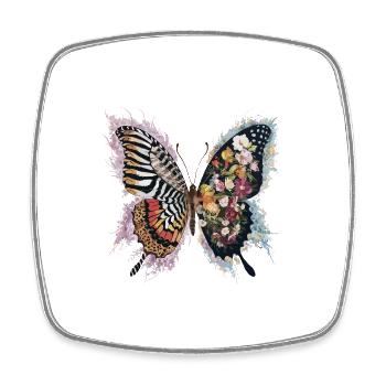 Bunte Blumen Schmetterling Naturliebhaber - Viereckiger Kühlschrankmagnet - Weiß - Vorne