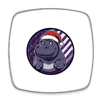 Nilpferd Weihnachten X-Mas - Viereckiger Kühlschrankmagnet - Weiß - Vorne