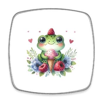 Cute Frog Watercolor - Square fridge magnet - white - Front