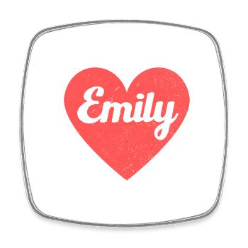 Emily Name Red Heart Love Fan Retro - Square fridge magnet - white - Front
