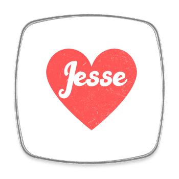 Jesse Name Rotes Herz Liebe Fan Retro - Viereckiger Kühlschrankmagnet - Weiß - Vorne