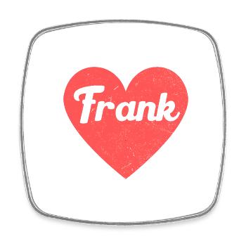 Frank Name Red Heart Love Fan Retro - Square fridge magnet - white - Front