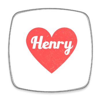Henry Name Rotes Herz Liebe Fan Retro - Viereckiger Kühlschrankmagnet - Weiß - Vorne