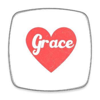Grace Name Red Heart Love Fan Retro - Square fridge magnet - white - Front