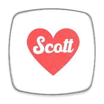 Scott Name Rotes Herz Liebe Fan Retro - Viereckiger Kühlschrankmagnet - Weiß - Vorne