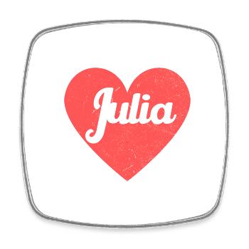 Julia Nom Coeur Rouge Amour Fan Rétro - Magnet carré - blanc - Devant