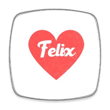 Felix Name Red Heart Love Fan Retro - Square fridge magnet - white - Front