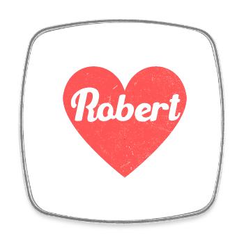 Robert Name Rotes Herz Liebe Fan Retro - Viereckiger Kühlschrankmagnet - Weiß - Vorne