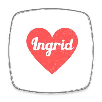 Ingrid Name Rotes Herz Liebe Fan Retro - Viereckiger Kühlschrankmagnet - Weiß - Vorne