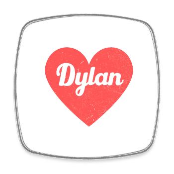 Dylan Name Rotes Herz Liebe Fan Retro - Viereckiger Kühlschrankmagnet - Weiß - Vorne