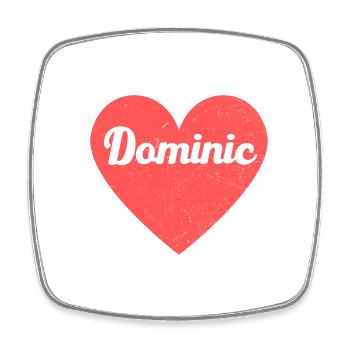 Dominic Name Red Heart Love Fan Retro - Square fridge magnet - white - Front