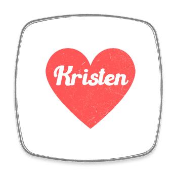 Kristen Name Rotes Herz Liebe Fan Retro - Viereckiger Kühlschrankmagnet - Weiß - Vorne