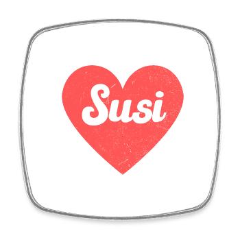 Susi Name Rotes Herz Liebe Fan Retro - Viereckiger Kühlschrankmagnet - Weiß - Vorne