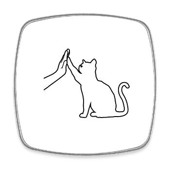 Silhouette Katzengrafik Lustige High Five Katzenbesitzer - Viereckiger Kühlschrankmagnet - Weiß - Vorne