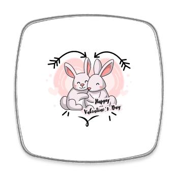 Lapins cœur de la Saint-Valentin - Magnet carré - blanc - Devant