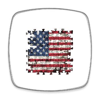 Patriotisches Puzzle Flagge Amerikanischer Stolz - Viereckiger Kühlschrankmagnet - Weiß - Vorne