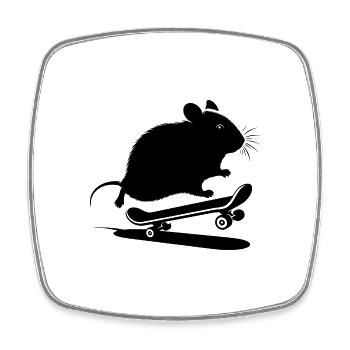 Minimalistischer Hamster Skateboard Skater - Viereckiger Kühlschrankmagnet - Weiß - Vorne