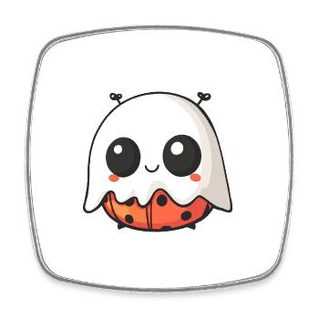 Ladybug Halloween Comic Ghost - Square fridge magnet - white - Front