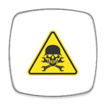 SKULL WAR HELMET WRENCH TOOL LOGO - Square fridge magnet - white - Front