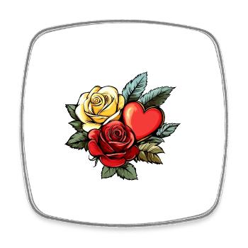 Rose Coeur Amour Saint Valentin - Magnet carré - blanc - Devant