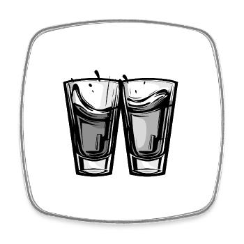 Tequila Glas Anstoßen - Viereckiger Kühlschrankmagnet - Weiß - Vorne