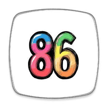 86 Nombre Coloré - Magnet carré - blanc - Devant