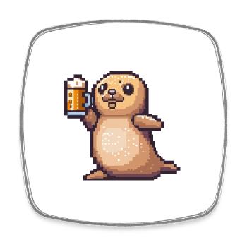 Robbe Tier Pixel Bier - Viereckiger Kühlschrankmagnet - Weiß - Vorne
