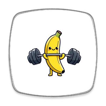 Drôle de banane soulève des poids - Magnet carré - blanc - Devant