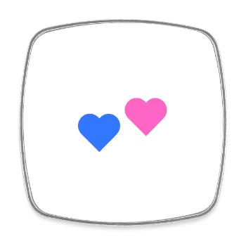2 Herzen rosa blau - Viereckiger Kühlschrankmagnet - Weiß - Vorne