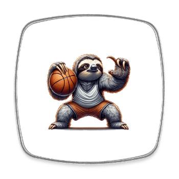 Lustiges Faultier spielt Basketball für - Viereckiger Kühlschrankmagnet - Weiß - Vorne