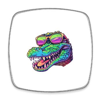 Lebendiges Krokodil mit Sonnenbrille Sommerspaß - Viereckiger Kühlschrankmagnet - Weiß - Vorne