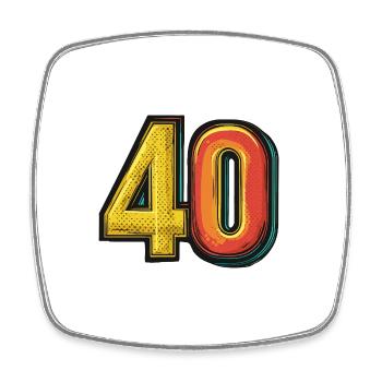 40 Nombre Coloré - Magnet carré - blanc - Devant