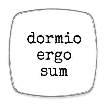 dormio ergo sum - ich schlafe also bin ich - Viereckiger Kühlschrankmagnet - Weiß - Vorne