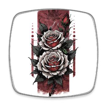 Harmony in Bloom: Red and White Rose Design - Square fridge magnet - white - Front
