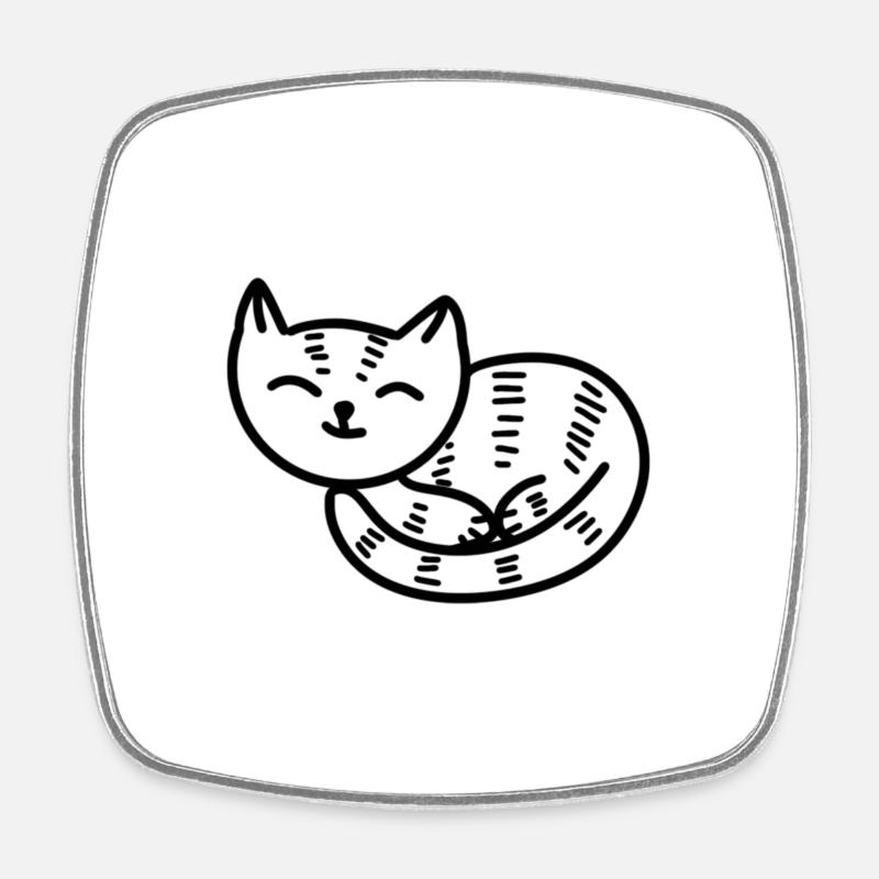 Snoozing Kitty (Tigre) - Magnet carré - blanc