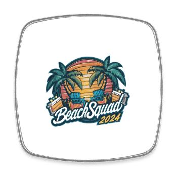 Beach Squad 2024 Tropischer Sonnenuntergang - Viereckiger Kühlschrankmagnet - Weiß - Vorne