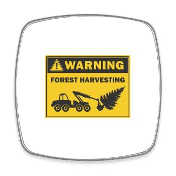 Forest Harvesting Warning Log harvester icon - Square fridge magnet - white - Front