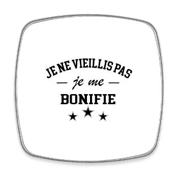 Je ne vieillis pas je me bonifie - Magnet carré - blanc - Devant
